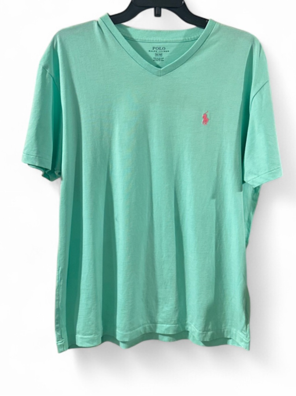 Polo Ralph Lauren Mint Green V-Neck Single-Stitch Tee Size Medium
